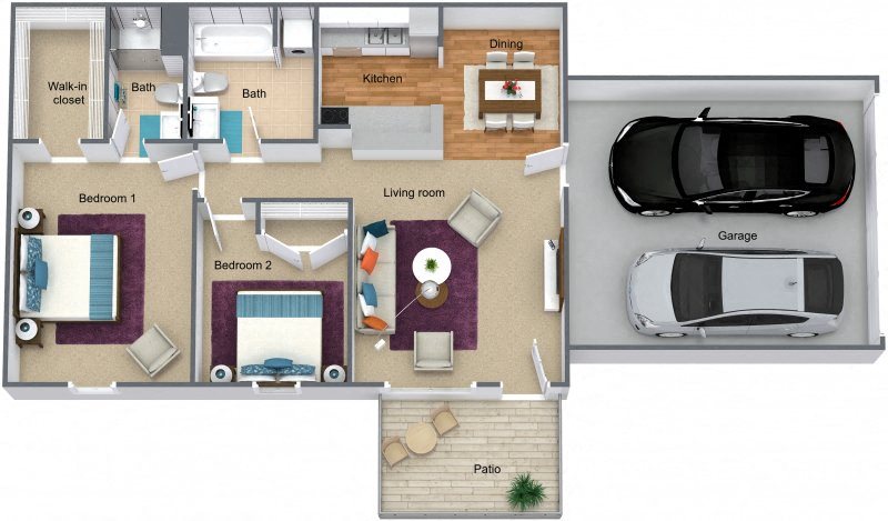 Two car garage